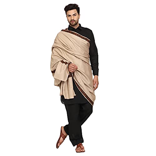 Image of SWI WITH LABEL Men's Kashmiri Embroidered Wool Shawl