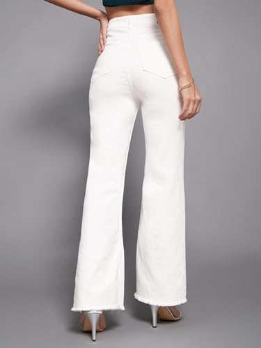 Image of Miss Chase Women's Wide-Leg High-Rise Regular-Length Stretchable Shaping Denim Jeans