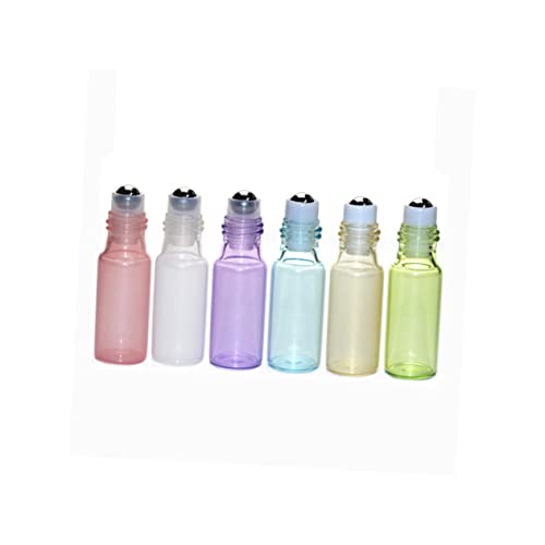 FRCOLOR Glass Roll Bottle Set for Essential Oils 6 Pieces Refillable Leakproof Portable Subpackaging