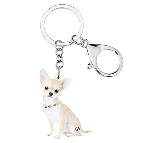 WEVENI Acrylic Cute Chihuahua Dog Keychains Pet Key Rings Jewelry For Women Girls Handbag Purse Car