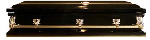 Beautiful Black/Gold Casket Gold Hardware White Interior #TOP1