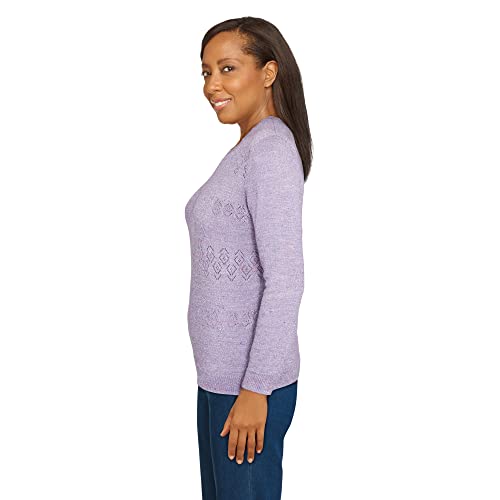 Alfred Dunner Women's Plus-Size Cozy Cashmelon Sweater Size 2X Lilac Metallic #TOP4