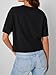 Trendy Queen Womens Crop Tops Oversized Workout Tshirts Short Sleeve Tees Summer Spring 2025 Casual Trendy Fashion Clothes Black L