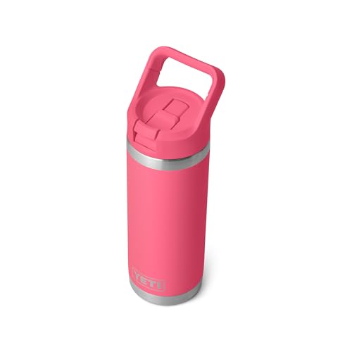 Image of YETI Rambler 18 oz Bottle, Vacuum Insulated, Stainless Steel with Color Matching Straw Cap, Tropical Pink