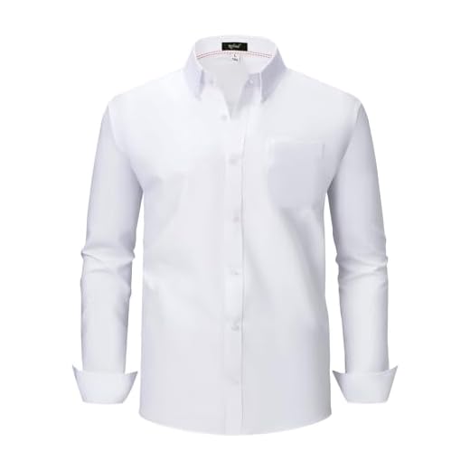 BEFRIED Oxford White Dress Shirts for Men Big and Tall (Size XXL-6XLT) Button Down Long Sleeve Tuxedo Shirts Business Casual Collared Shirts（White, 4XL-Tall）