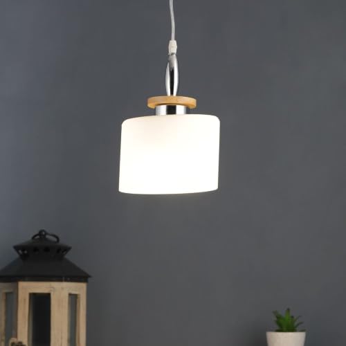 Image of ELIANTE by Jainsons Lights | Brown Hanging Light White Glass - S- - Included Bulb | White Glass Hanging Light | for Living Room, Bedroom, Hallway | E27 Holder | 3 Year Warranty
