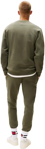 Tommy Jeans Sudadera Hombre Flag Crew con Cuello Redondo, Verde (Pewter Green), XL - imagen 2