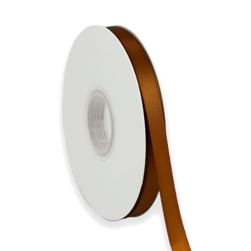 Copper Ribbon 3/8 Inch x 50 Yards Satin Ribbon Continuous Single Face for Crafts Gift Wrapping Floral Bouquet Weddings and Decorations with Spool