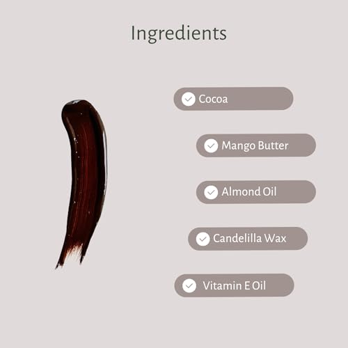 Image of Chocolate Lip Balm for Dry, Chapped and Pigmented Lips | Enriched with Cocoa, Almond Oil & Candelilla Wax | Deeply Nourishing Lip Care for Dark and Cracked Lips | All Natural, Handmade, Plant Based, Vegan and Chemical Free | 10 g | Pack of 1