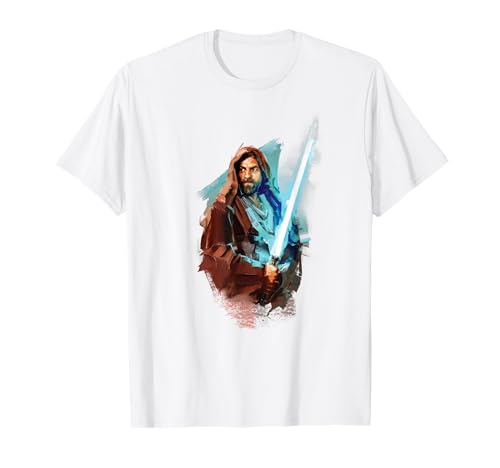 T-shirt Star Wars Obi-Wan Kenobi portrait imprimé col rond en coton