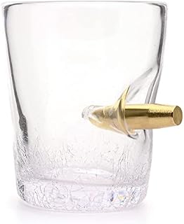 CKB LTD Novelty Tumbler Spirit Shot Glass Single 300ml Glass with Bullet Shot in The Glass Tasting Tumblers for Drinking Scotch Bourbon Whiskey Brandy
