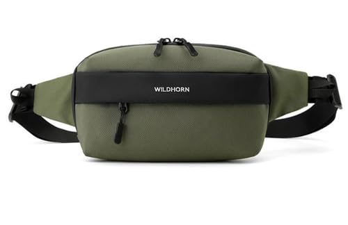Image of Wildhorn Crossbody Sling Bag for Men | Compact Waist & Chest Bag | Water-Resistant Travel Fanny Pack with Adjustable Strap for Daily Use, Hiking & Outdoor Activities (Green)