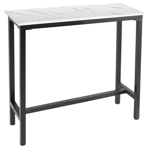 White Marble Industrial Pub Dining Table