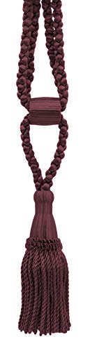 Alzapaños de borla burdeos 61 cm abrazadera para cortina gruesa y dormitorio 3