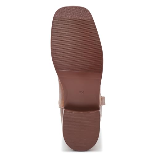 Image of Cowgirl Boots Square Toe Cowboy Boots For Women Ladies Mid Calf Low Heel Flat
