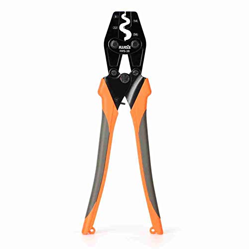 IWISS Crimper for AWG 8-2 Works for Non-Insulated Terminals and Butt/Splice/Open/Plug Connectors for Auto Electrical,Marine,Motorcycle Wiring Repairs,Loom Assembly