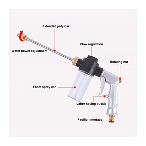 Pistola rociadora de agua de metal de alta presión Lavadora de autos Limpiador Manguera de jardín Pistola de agua Rociador Pistola de agua de espuma Apta para el jardín Pistola de agua de alta presió