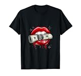 Bold Red Lips with Money Roll T-Shirt