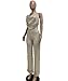 Aelidiya Sequin Jumpsuits Halter Cowl Neck Backless Romper Shiny Overalls Pants