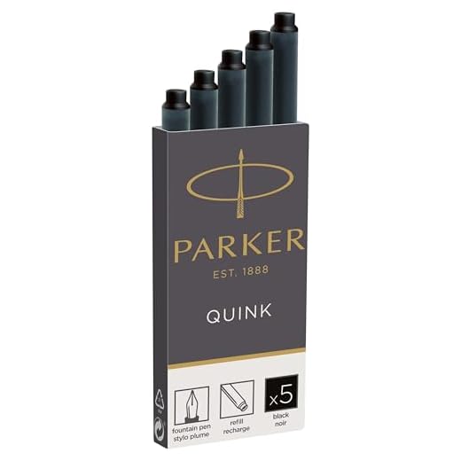 Parker 1950382 Quink Nachfüllpatronen für Füllfederhalter, lange Patronen, 5er Packung, schwarze tinte