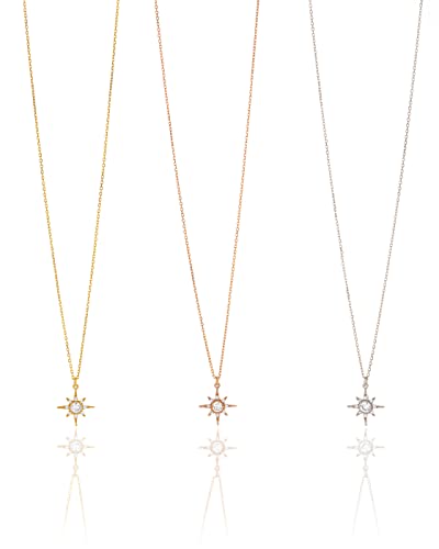 Star Shape Pendant with Diamonds â€¢ Silver Sky Star Necklace â€¢ 14K Gold North Star Necklace â€¢ Christmas Gift
