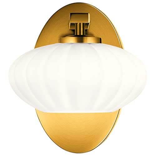 Kichler Pim 8" 1 Light Wall Sconce With Satin Etched Cased Opal Glass In Fox Gold #TOP3