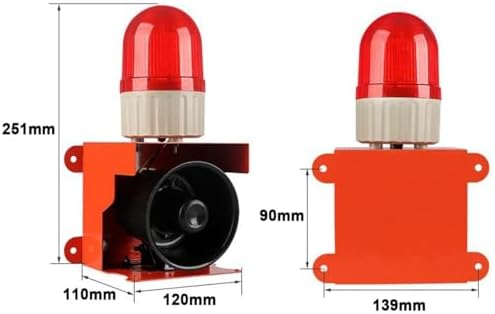 Industrial 120dB Waterproof Sound & Light Alarm Siren, IP55 LED Strobe Horn for Factories, Terminals, Home Security System - High Visibility (Yellow, 24V)