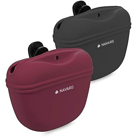 Navaris Hunde Futterbeutel aus Silikon 2er Set - 2x Snackbeutel mit Clip und Magnet - Futtertasche Leckerlis Trockenfutter Nassfutter Cover