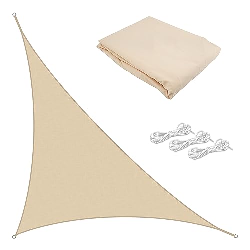 TTL Garden 2,5x2,5x3,5m Sonnensegel Dreieck rechtwinklig Sand-beige - Premium Polyester 300D 160g/m² 93% Abschattung - Sonnenschutz & Wetterschutz für Garten, Balkon & Terrasse, mit 3X Schnur 1,5m