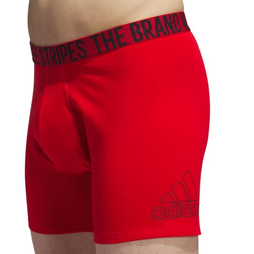 Adidas Men's Stretch Cotton Boxer Brief Underwear (4-Pack), Black/Better Scarlet/Onix Grey, Xx-Large #TOP2