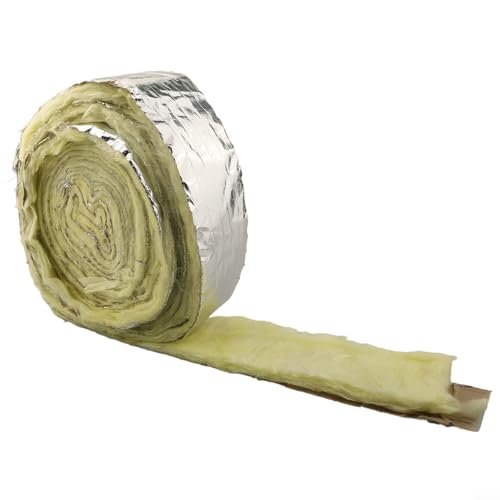 Envoltura de aislamiento de tubería de fibra de vidrio con respaldo laminado de 32.8 pies para interiores y exteriores para HVAC Duct Plumbing Protección contra congelación Rollo de fibra de vidrio