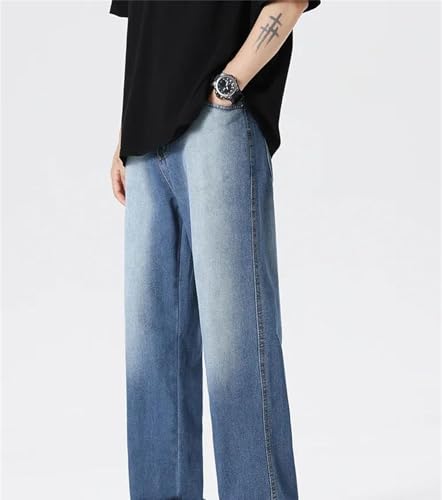 Mens Jeans Spring Wide Leg Loose Straight Casual Streetwear Baggy Bleach High Street Denim Pants4