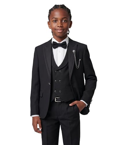 Traje de esmoquin para niño ropa formal infantil conjunto de 6 piezas con chaleco de gala