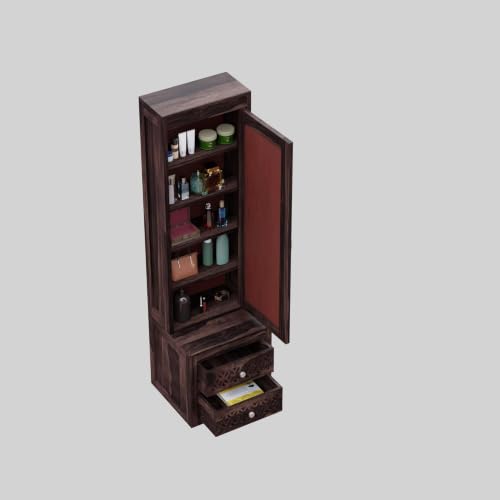 Image of Krishna Wood Decor A Beautiful Solid Sheesham Wood Dressing Table with Mirror and Storage,with Drawer, Makeup Vanity Dressing Table Bedroom Furniture (Walnut Finish)