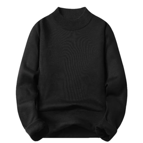 Men's Casual Slim Fit Turtleneck Knitted Sweater with High Collar Pullover and Double Collar for Cool Seasons Tops