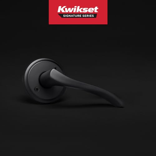 Image of Kwikset Sedona Dummy Door Handle, Single Sided Lever for Closets, French Double Doors, and Pantry, Matte Black Non-Turning Right Handed Interior Push /Pull Lever, with Microban Protection