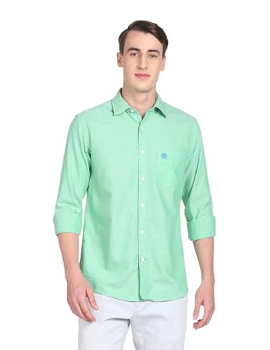 Image of U.S. Polo ASSN. Men's Solid Spread Collar Premium Cotton Oxford Tailored Fit Shirt
