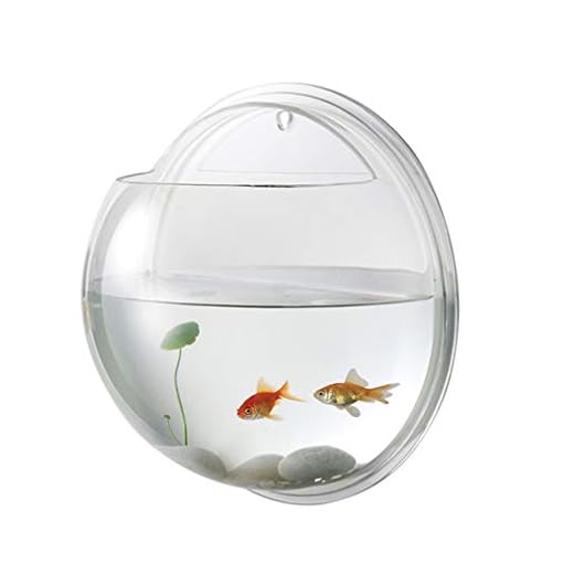 POPETPOP Aquarium à poisson rouge - Vase mural à suspendre en acrylique - Décoration d'intérieur - 15 cm de diamètre