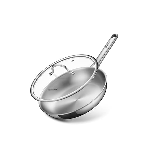 Image of Titanium Pans for Cooking, 11 Inch Non-Toxic Frying Roaster with Lid | Titanium Hammered Pro skillet,PFAS /PFOA /PTFE Free Cookware, Dishwasher&Oven Safe, Kitchen Induction Compatible