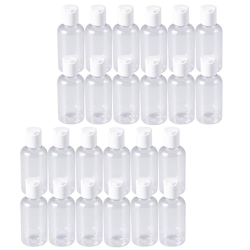 SHOWERORO Botellas de Viaje Rellenables 75 Ml Set de 24 Unidades Plástico Inodoro y Resistente para Champú Loción y Gel Facial Ideales para Maleta Mochila y Color Aleatorio