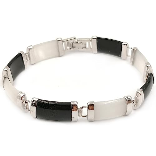 Bracelet en jade véritable noir et blanc, haute qualité pour femmes exigeantes