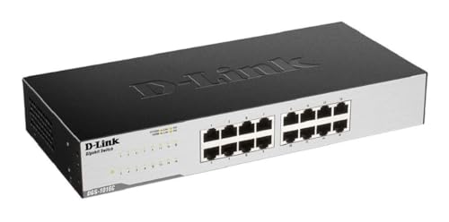 D-Link Ethernet Switch, 16 Port Gigabit Unmanaged Network Internet Hub Desktop Rackmount, Plug N Play (DGS-1016C)