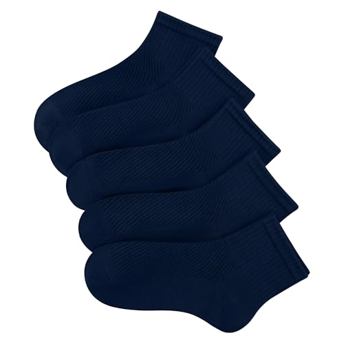 SERISIMPLE Kids Crew Viscose Bamboo Thin Socks School Uniform Basic Soft Anti Odor Boys Girls Breathable Stretch 5 Pairs