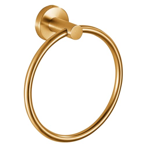Toallero, Accesorios de baño, toallero montado en la Pared, toallero Redondo Simple de Acero Inoxidable, para baño y Cocina (Dorado)