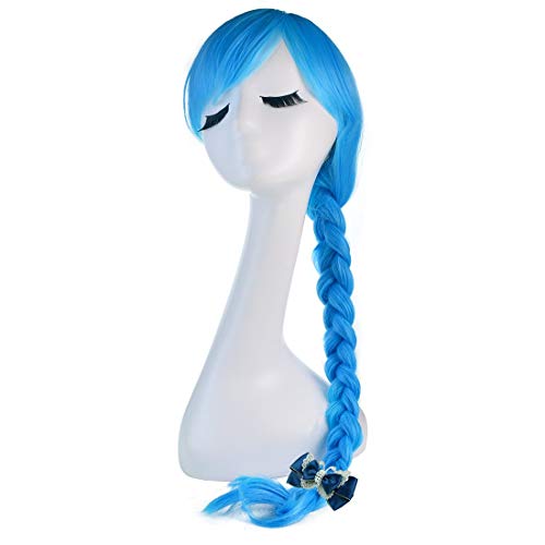 Rbenxia Curly Cosplay Wig Long Hair Heat Resistant Spiral Costume Wigs Anime Fashion Wavy Curly Cosplay Daily Party Light Blue 32" 80cm - Thumbnail 5