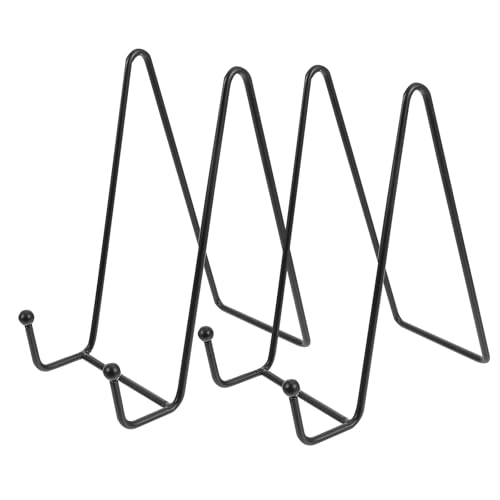 Warmhm Supporto per Espositore in Ferro 2 Pezzi Cornice, Portapiatti Decorativi e Scolapiatti per Casa, Cucina, Ufficio e Mostre, Espositore per Piatti, Libri e Foto, Nero 6 Pollici