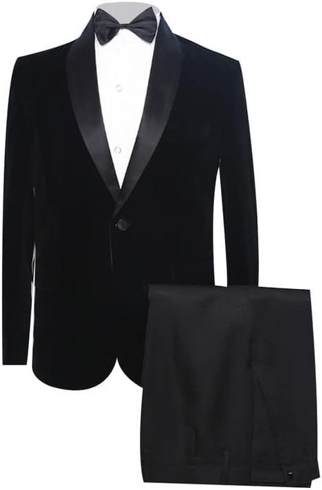 Men's 2 Piece Velvet Tuxedo Suits Classic Peaked Lapel Jacket Blazer for Wedding Business Dinner Prom