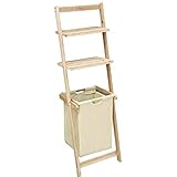 Dimensioni: 41 x 30 x 129 cm BAKAJI Mobile Scaffale Obliquo da Bagno Fissaggio alla Parete 2 Ripiani Porta Tutto Portasciugamani con Cesto Portabiancheria Sporca in Tessuto Beige e Legno Naturale (129 cm Anticato)