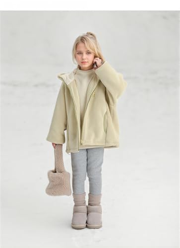 Girls Fleece Cardigan Coats Toddler Kids Stand Collar Zipper Up Jacket with Pockets Outwear3
