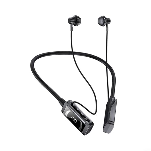 5.3 Casque tour de cou sans fil avec sortie sonore stéréo LED indicateur d'alimentation et micro intégré pour un usage quotidien (noir)